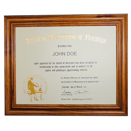 AAN Membership Certificate Frame - Kentucky